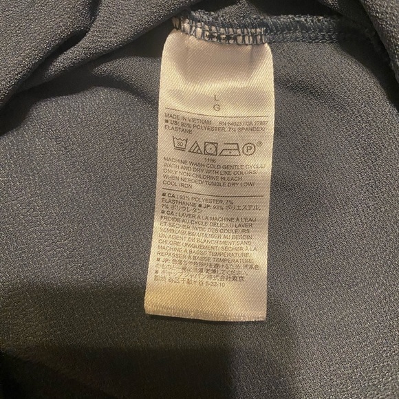 EUC - Banana Republic Crepe Wrap Sterling Grey Blouse. Size Large. - Picture 6 of 7